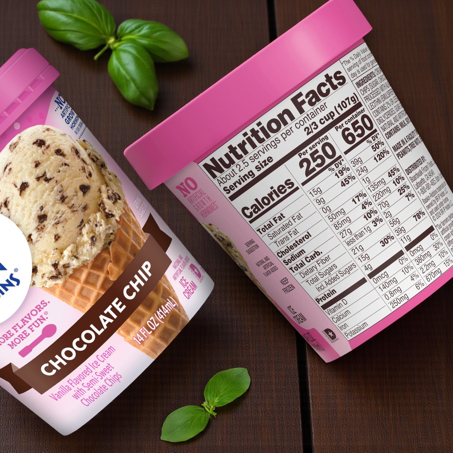 Baskin Robbins Ice Cream Chocolate Chip - 1 Container (14 oz each)