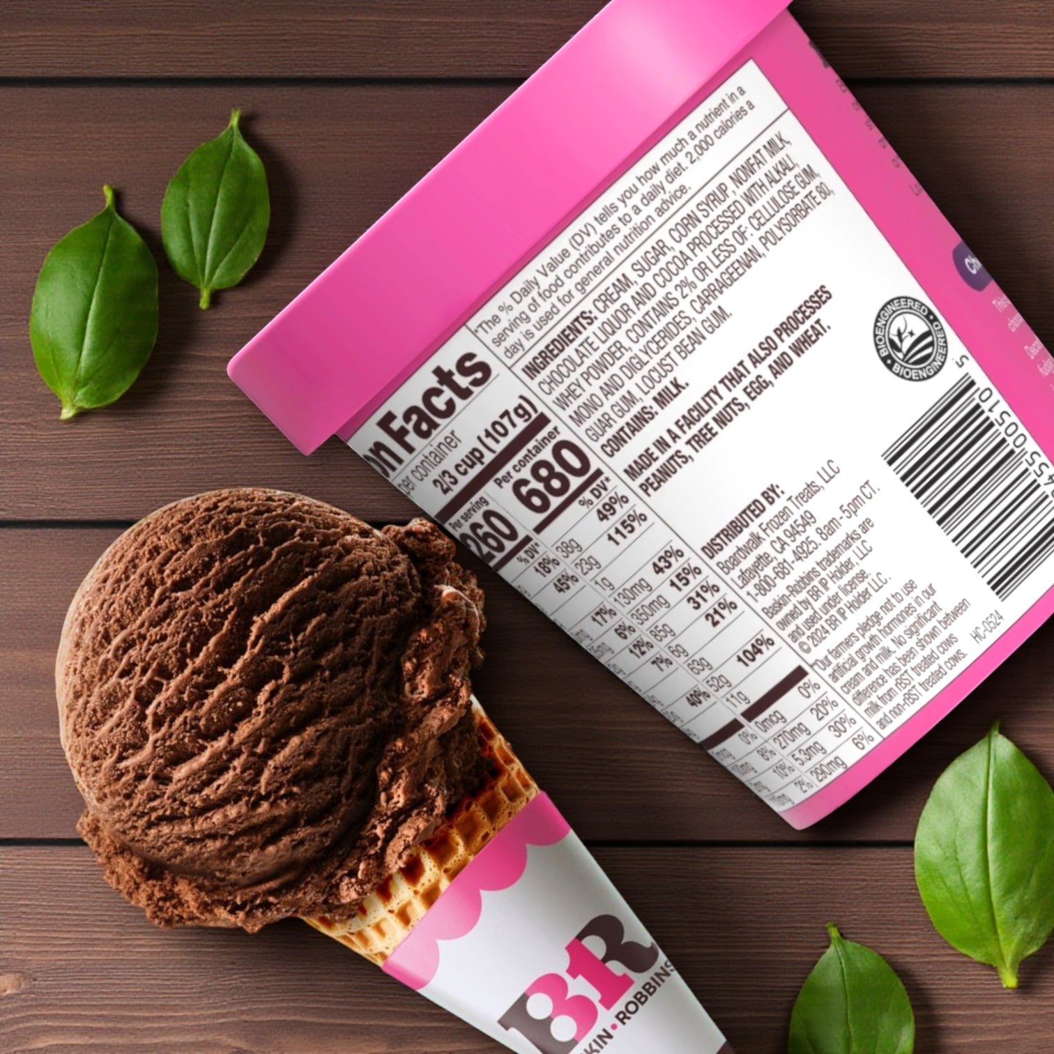 Baskin Robbins Ice Cream Chocolate Fudge 6 Container (14 oz)