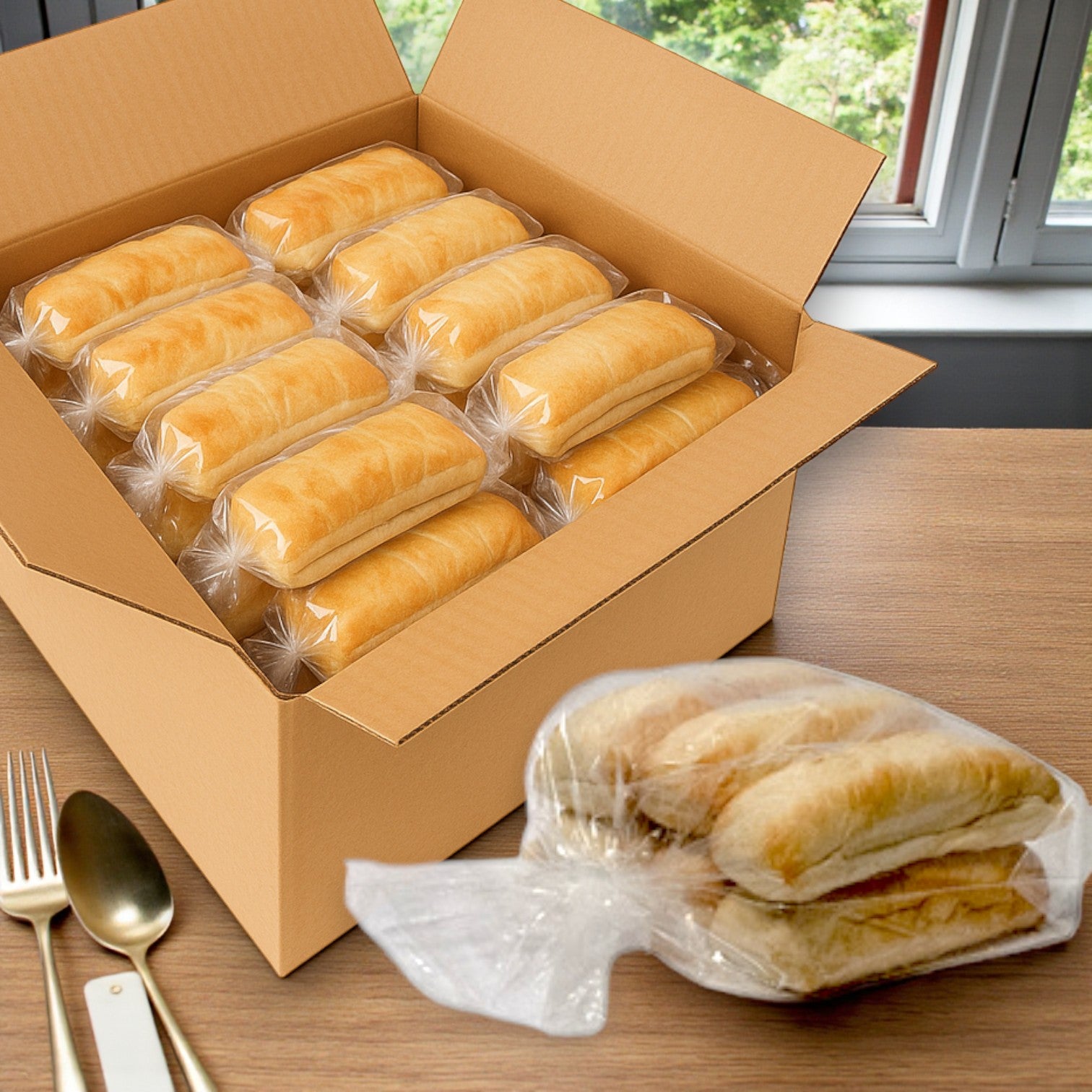 Italian Beef Hoagie Buns-1 case- 72 Count- Pack Hoagie Hearth Hinged 6" Buns