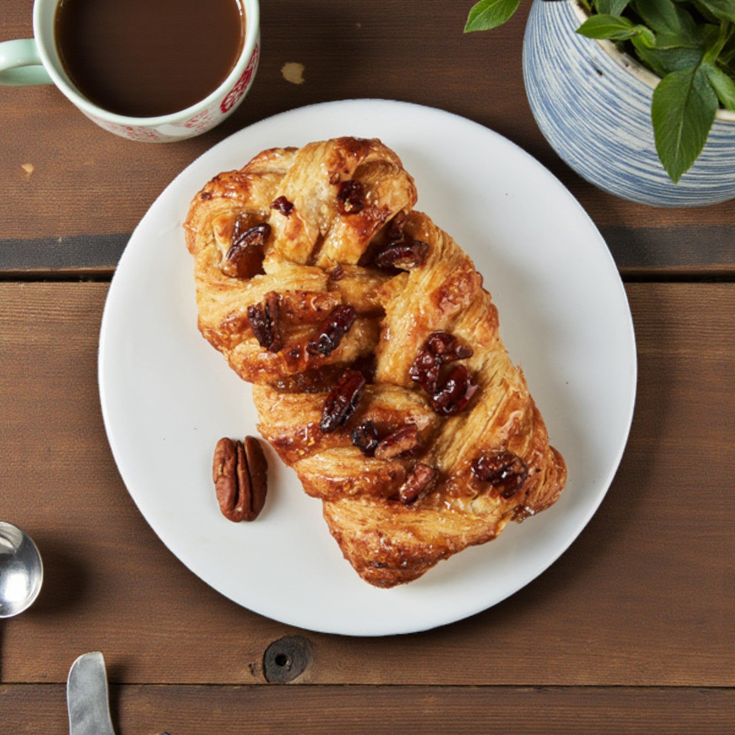 Schulstad Maple Pecan Plait Danish – Pre-Proofed Frozen Dough 48 Count (3.4 oz Each)