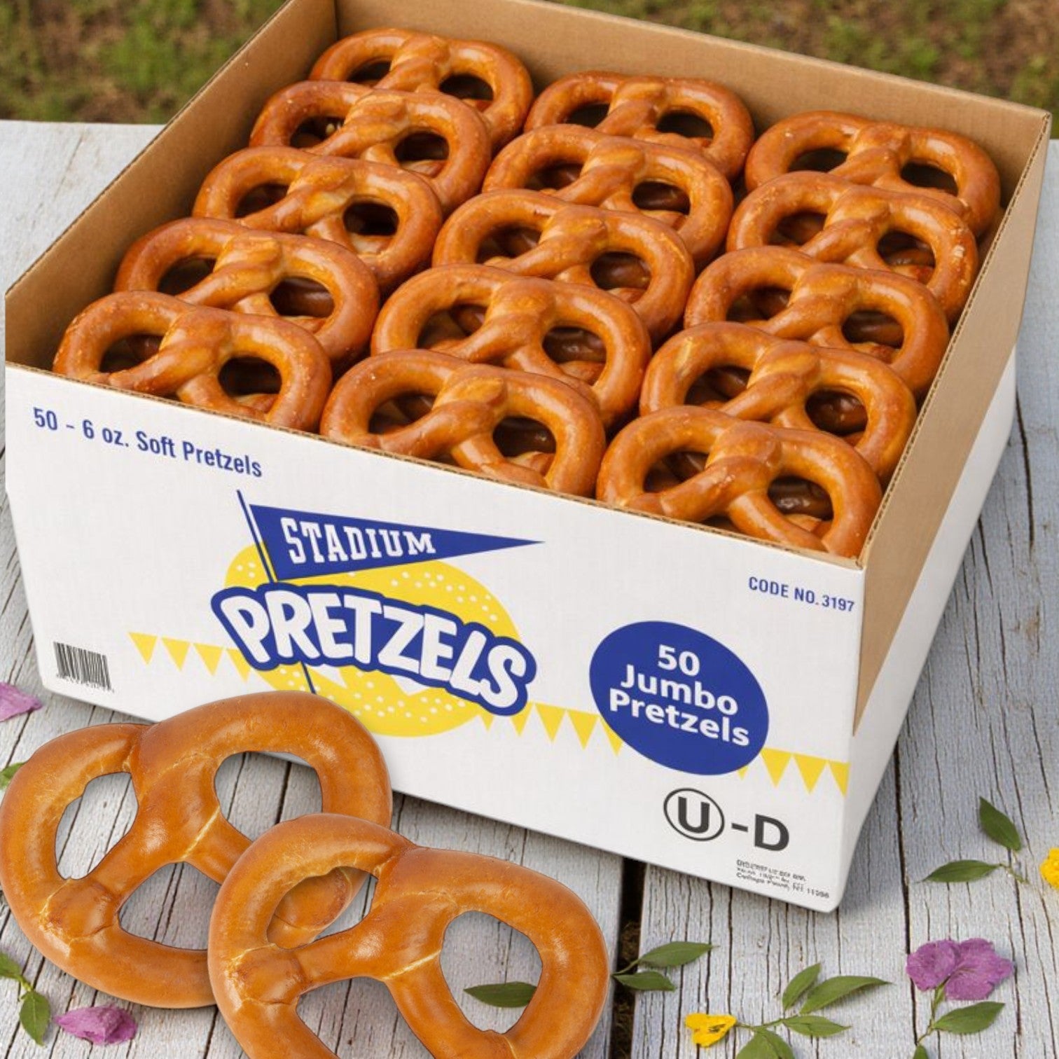 Frozen Stadium Pretzels – Jumbo Soft Pretzels (50 ct, 6 oz each)