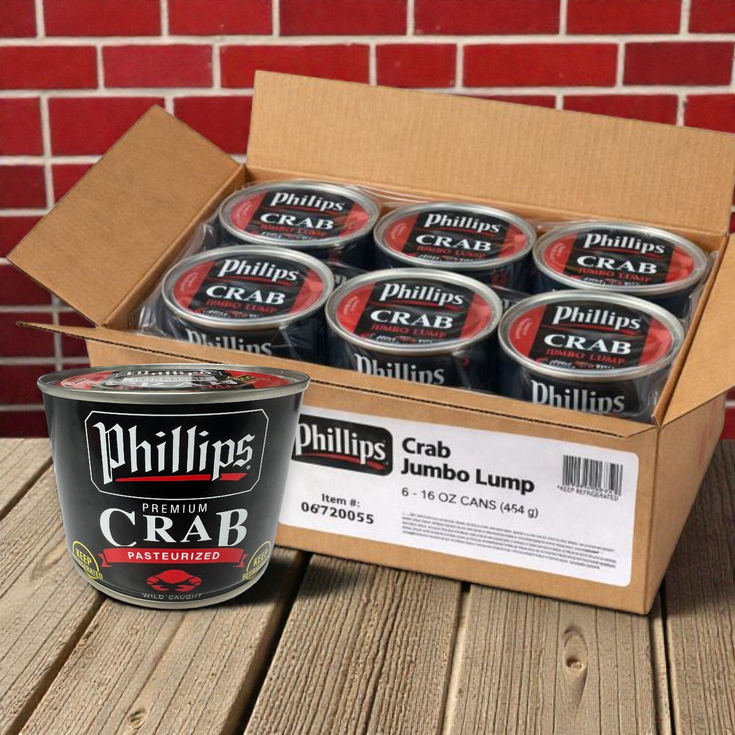 Phillips Jumbo Lump Crab Meat – Pasteurized Premium Crab (16 oz) – 6 Pack