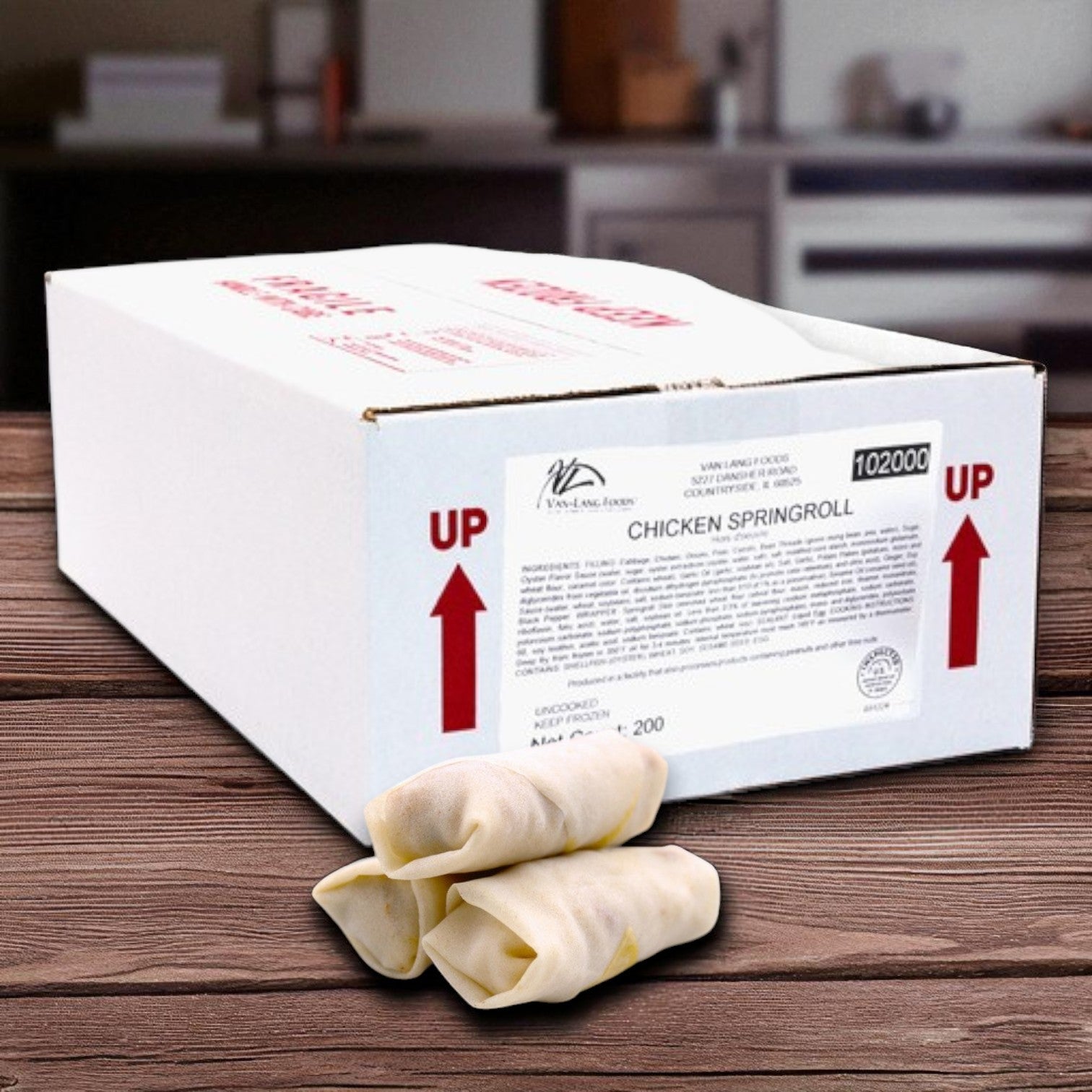 Van Lang Chicken Spring Rolls – 200 Count (2 Trays of 100, Frozen Appetizers)