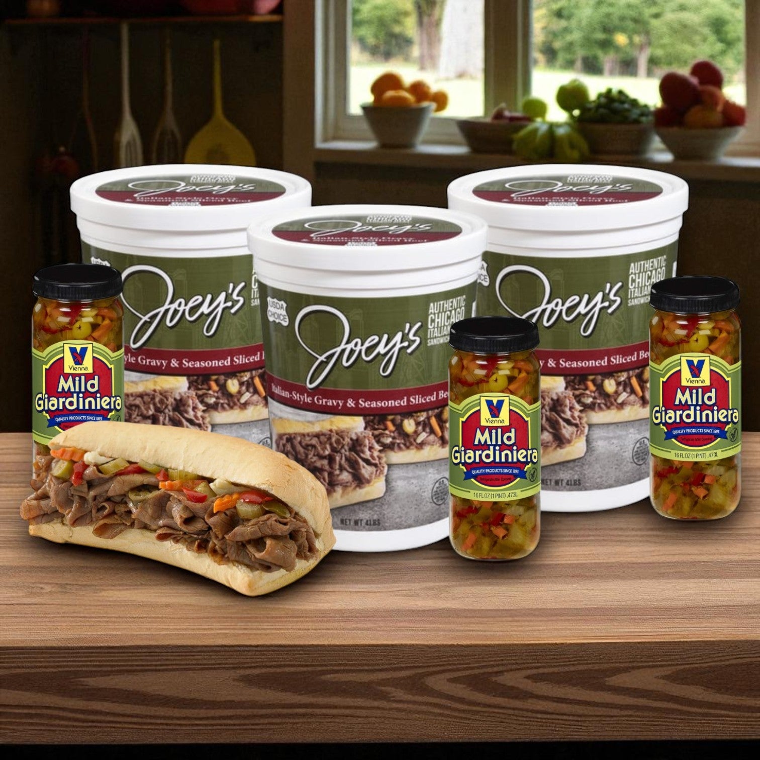 Joey’s Italian-Style Sliced Beef & Vienna Beef Giardiniera Combo