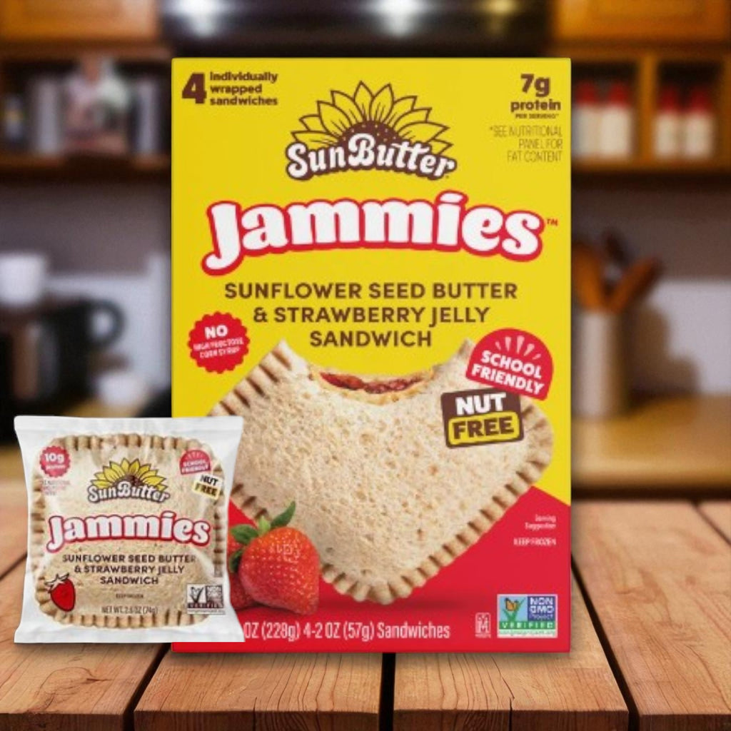 kind strawberry sunflower seed SunButter Jammies Sandwich, Sunflower Butter & Strawberry Jelly