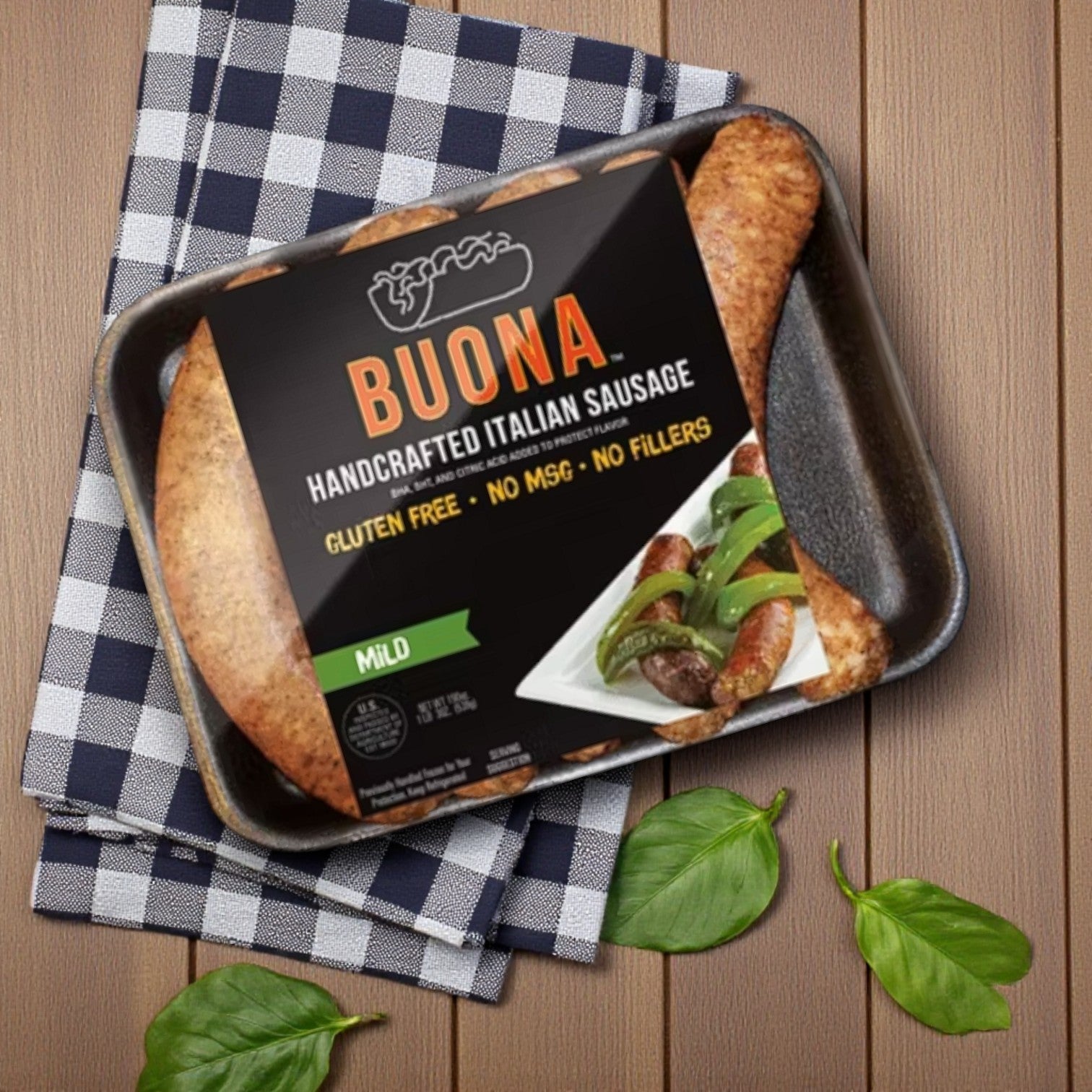 Buona Italian Sausage – Handcrafted, Mild (19 oz, 1 case)