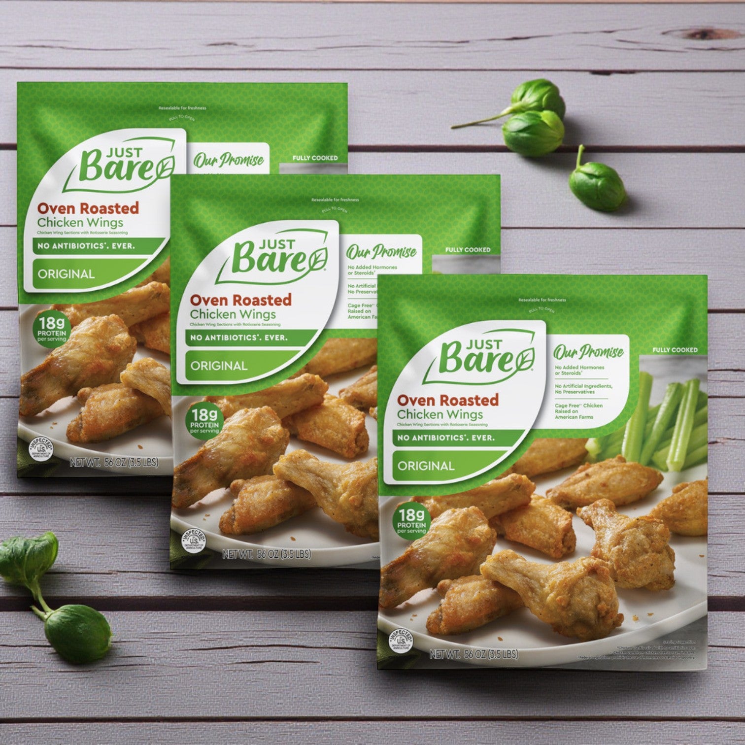 Just Bare Oven Roasted Chicken Wings – 3.5 lbs (3 Packs)