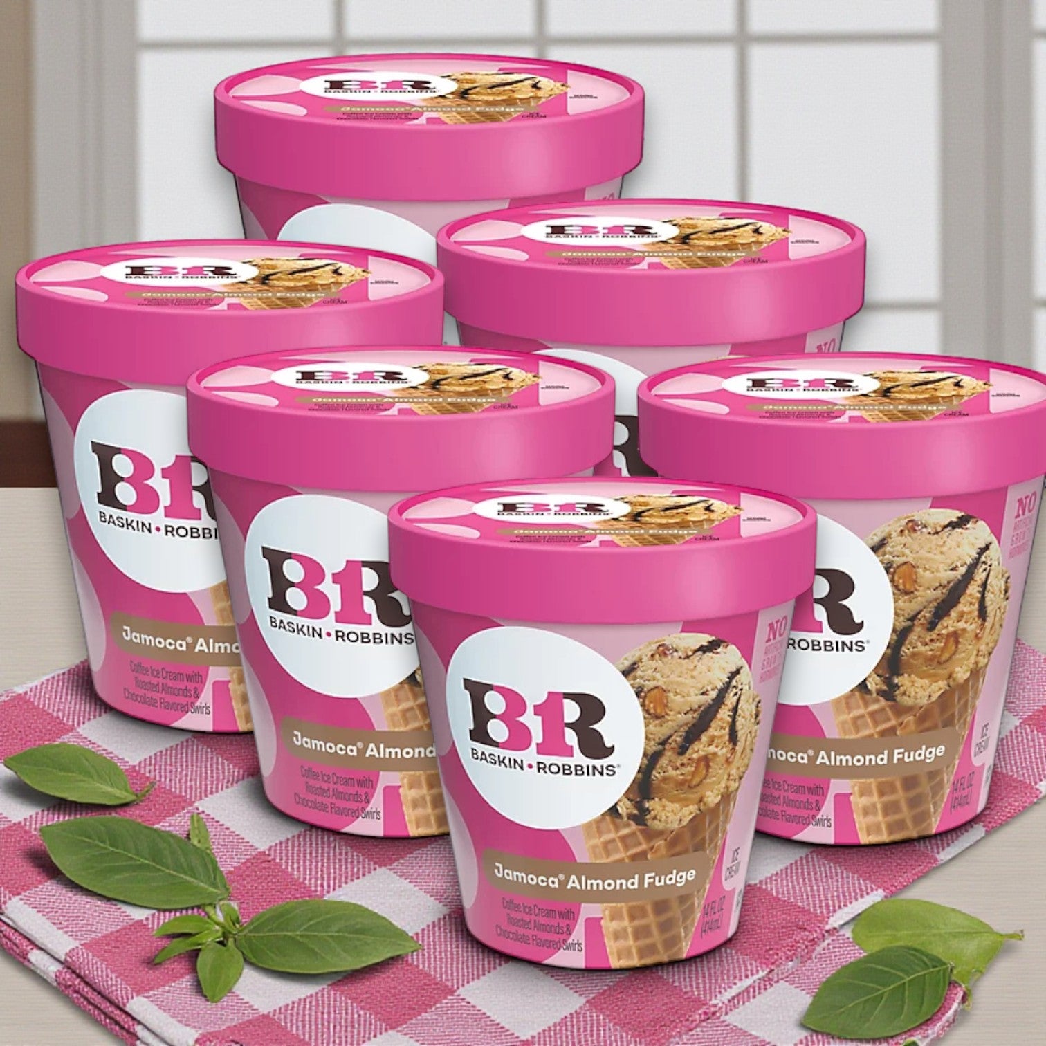 Baskin Robbins Ice Cream Jamoca Almond Fudge - 6 Containers - 14 oz each