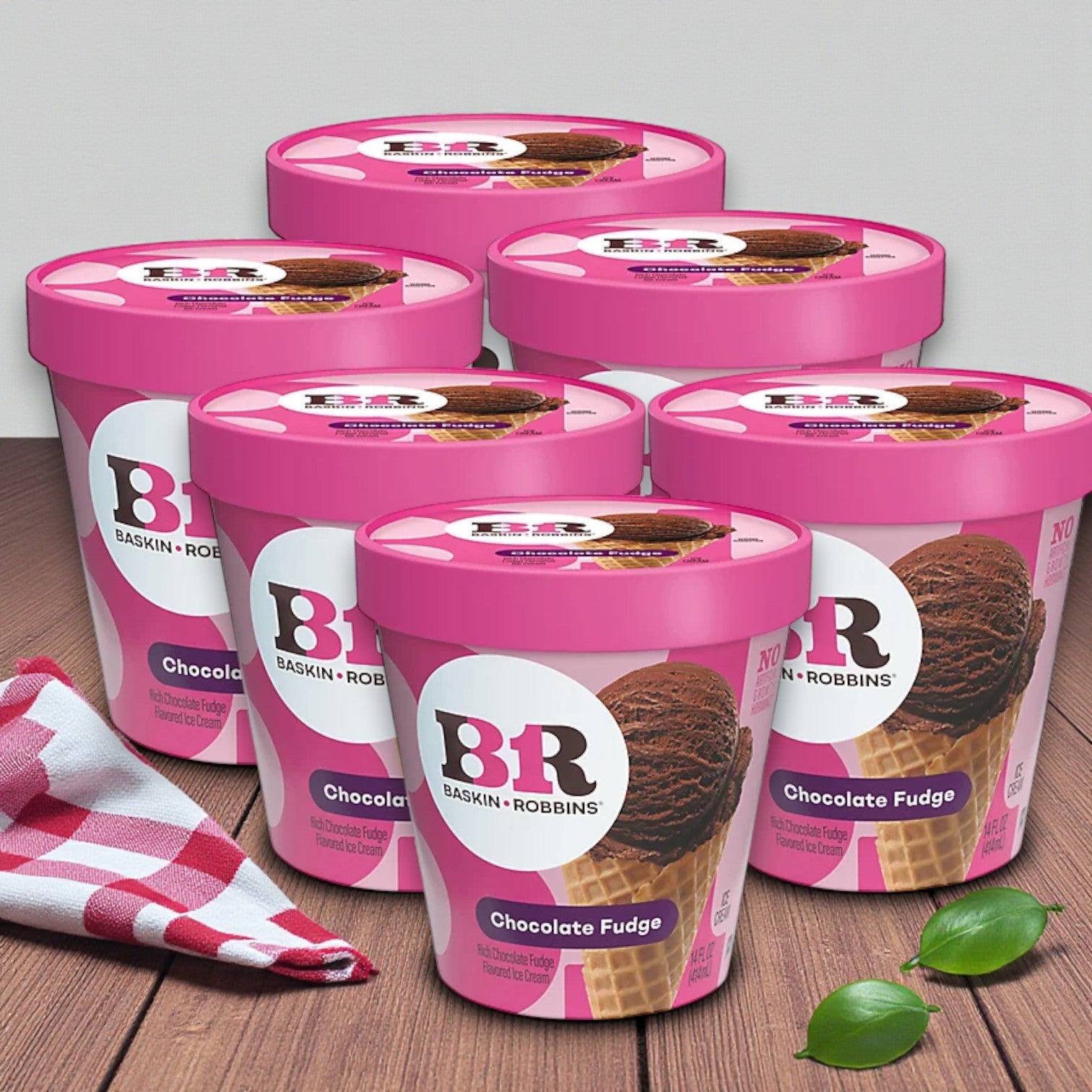 Baskin Robbins Ice Cream Chocolate Fudge 6 Container (14 oz)