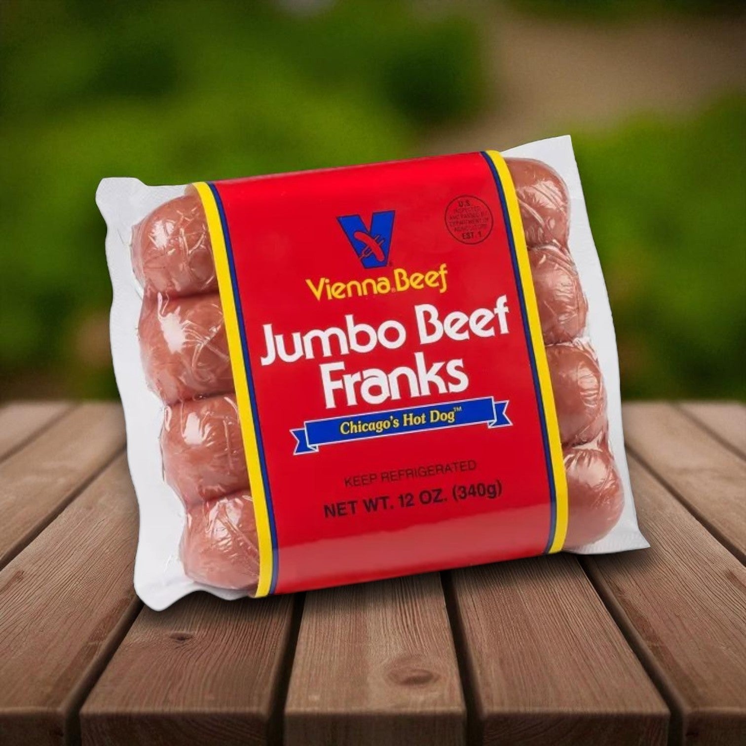 Vienna Beef Jumbo Beef Franks – 12 oz, 4 Count- 1 Case