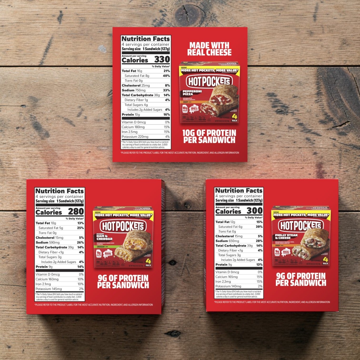 Hot Pockets Variety Pack – Pepperoni, Ham & Cheddar, Philly Steak & Cheese (18 oz Each)