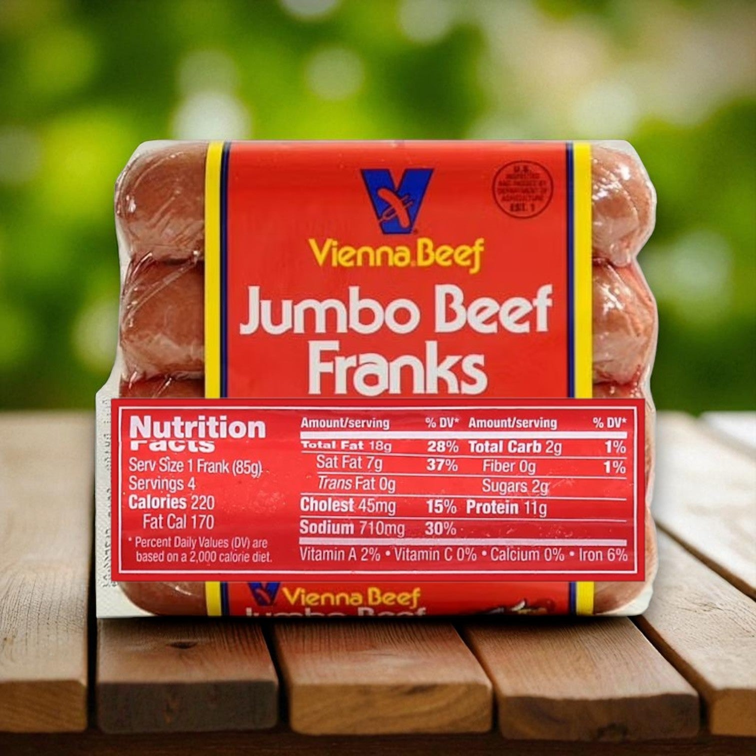 Vienna Beef Jumbo Beef Franks – 12 oz, 4 Count- 1 Case