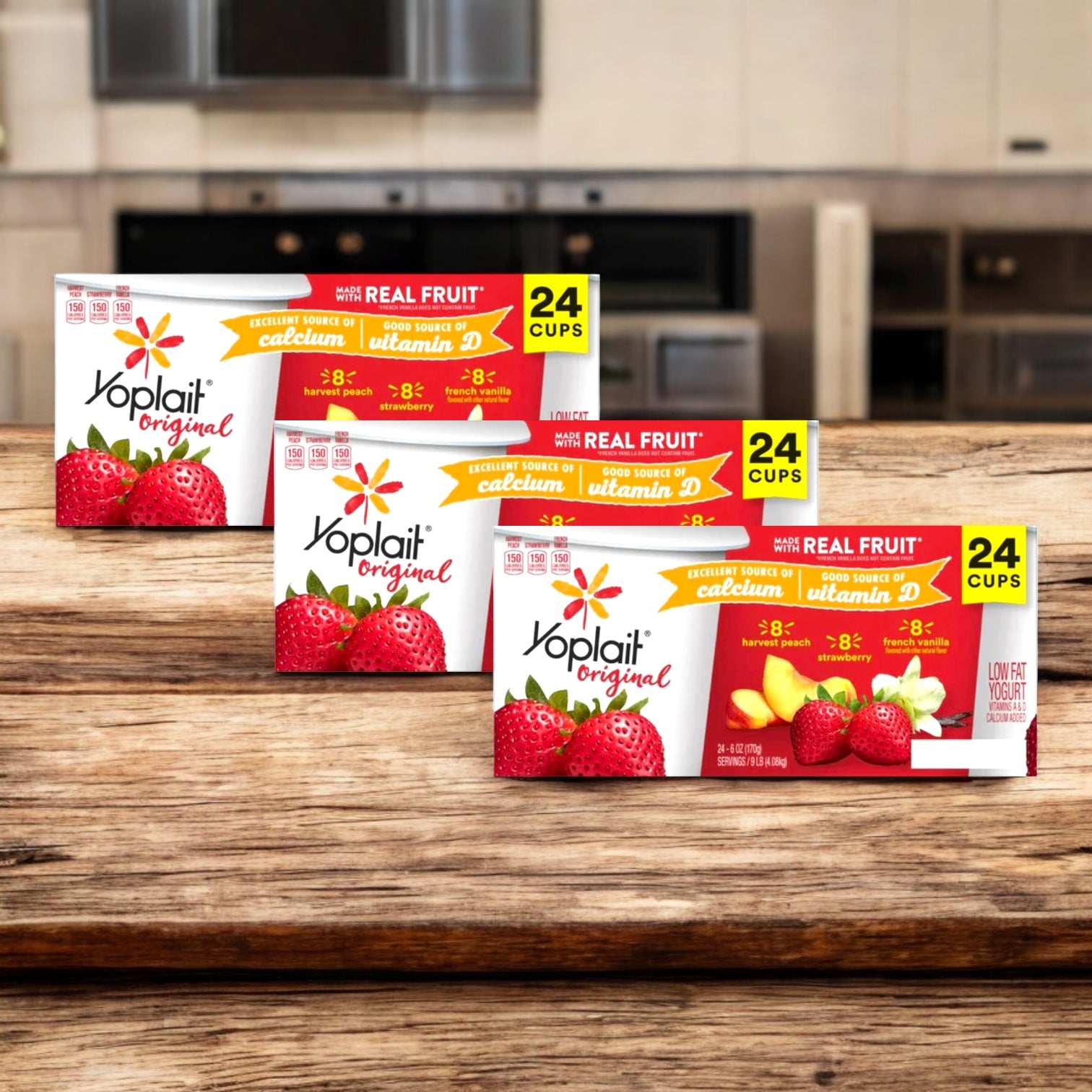 Yoplait Original Low Fat Yogurt, Variety Pack, 3 Packs-(72 Total Cups)